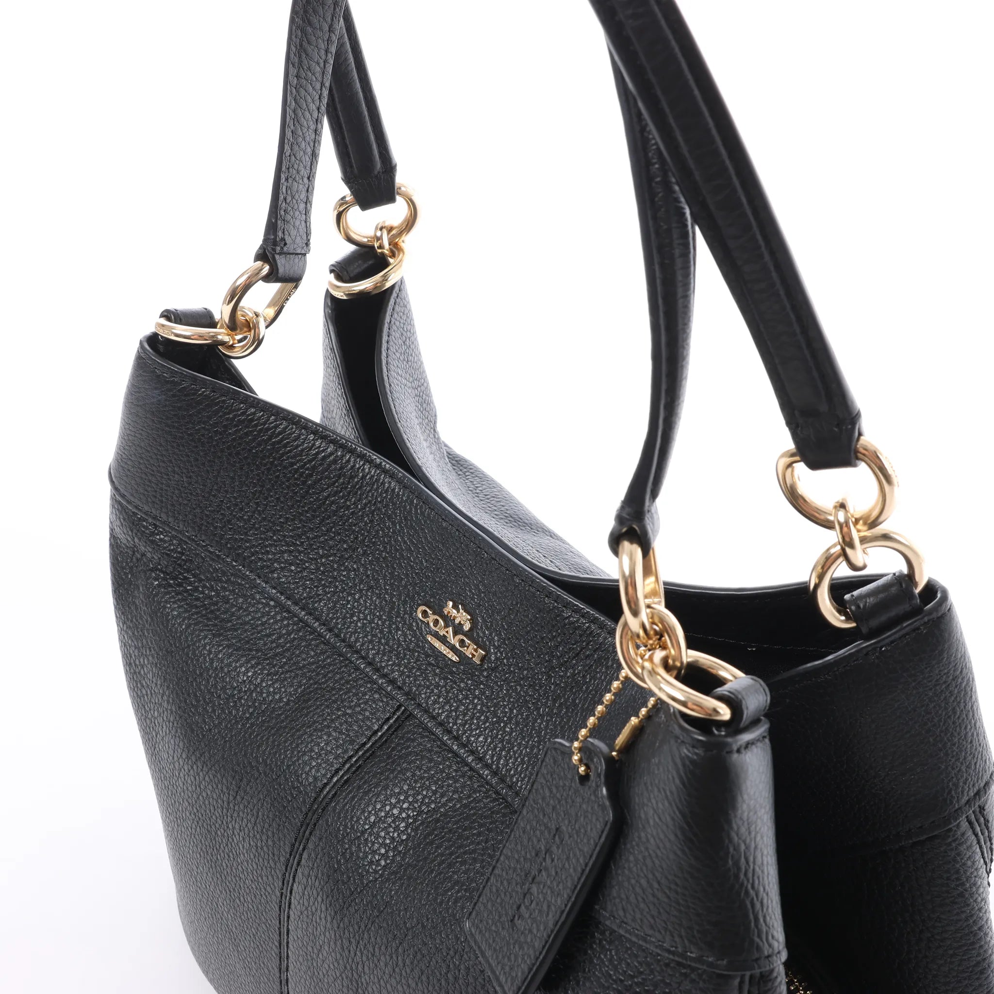 Coach Lexy Pebbled Leather Shoulder Bag in Black