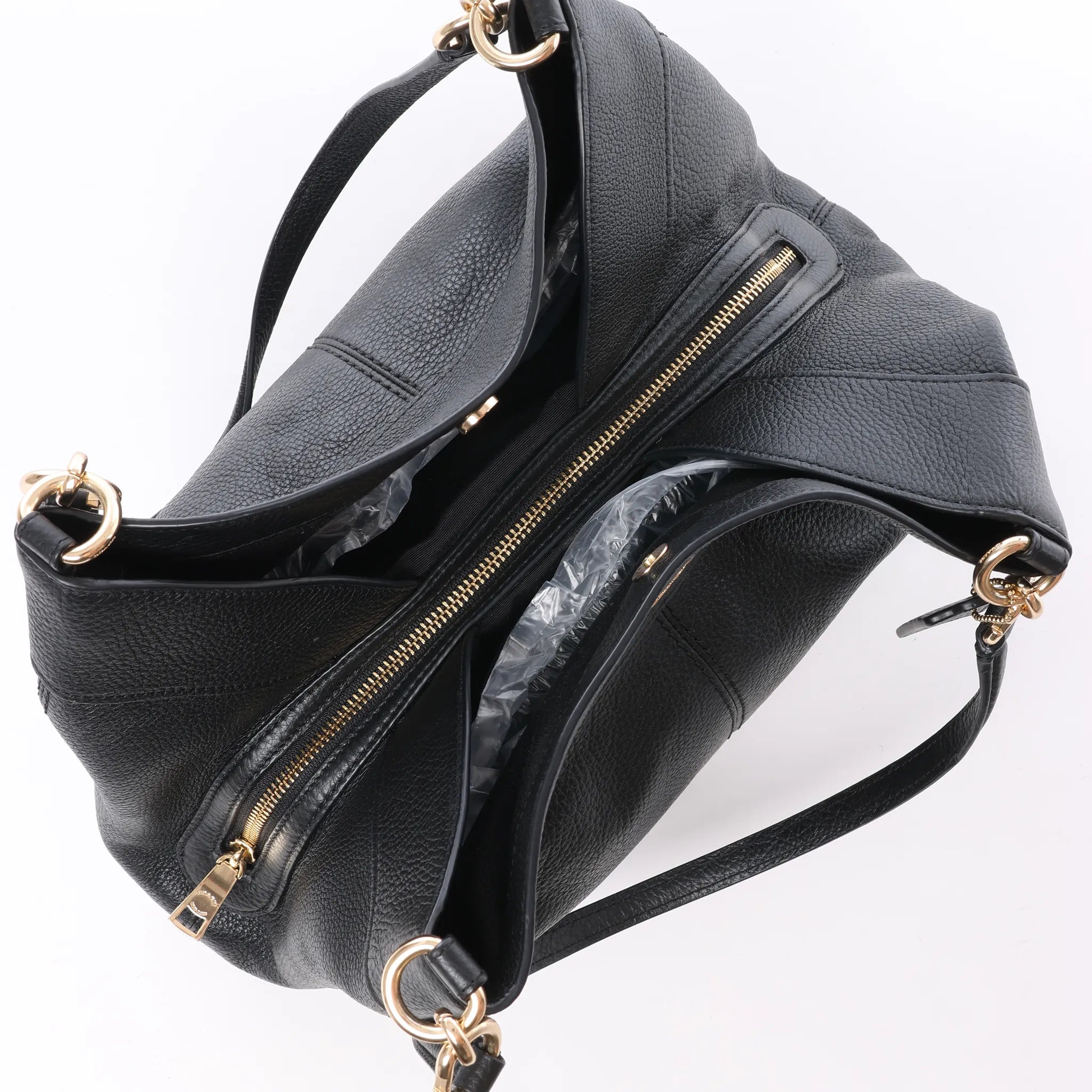 Coach Lexy Pebbled Leather Shoulder Bag in Black