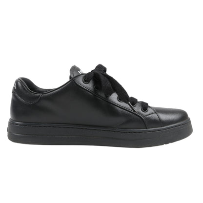 PRADA Logo Leather Sneakers in Black × White 1E282N, Size 37.5 EU