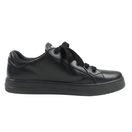 PRADA Logo Leather Sneakers in Black × White 1E282N, Size 37.5 EU