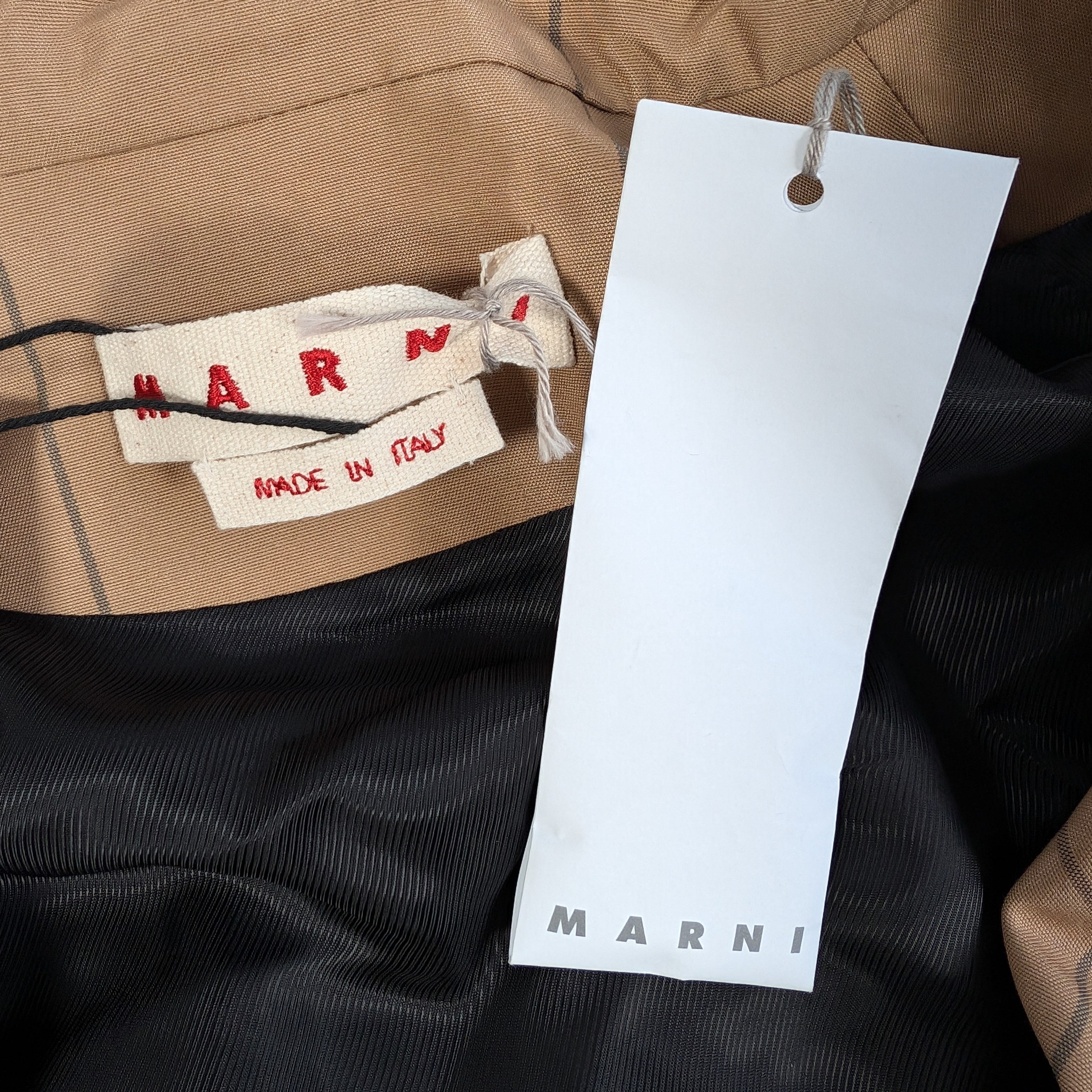 Marni Checkered Two-Tone Trench Coat, Size 38