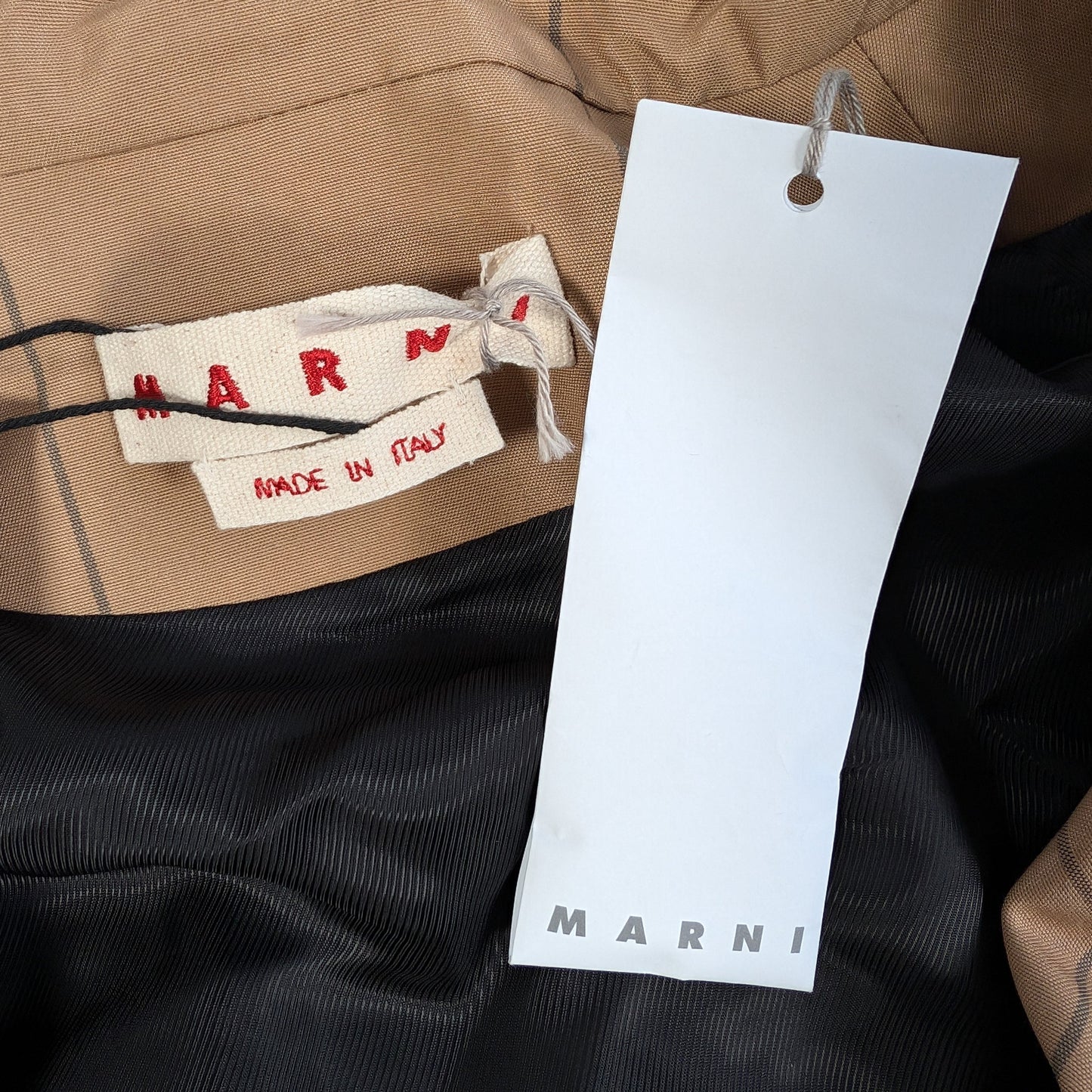 Marni Checkered Two-Tone Trench Coat, Size 38