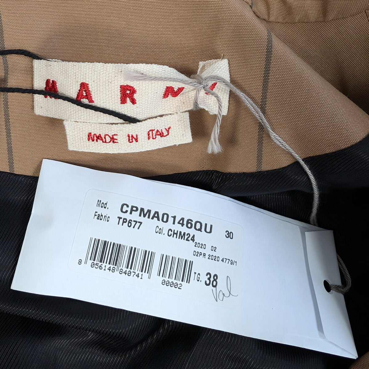 Marni Checkered Two-Tone Trench Coat, Size 38