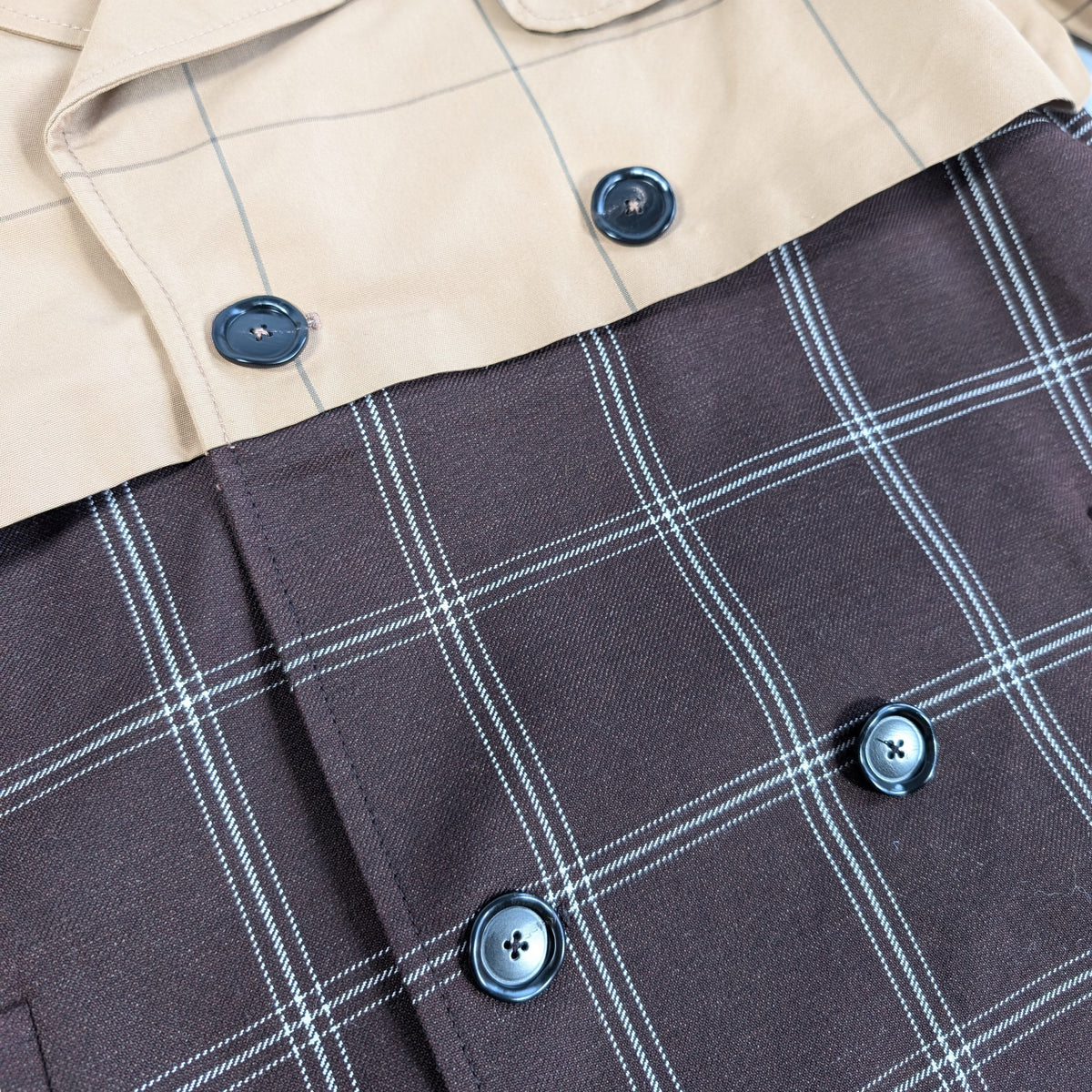 Marni Checkered Two-Tone Trench Coat, Size 38