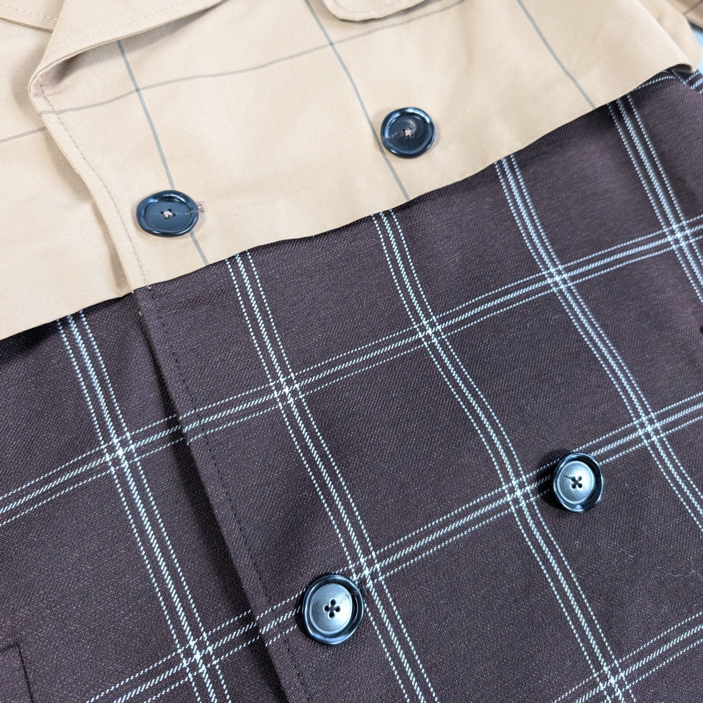 Marni Checkered Two-Tone Trench Coat, Size 38