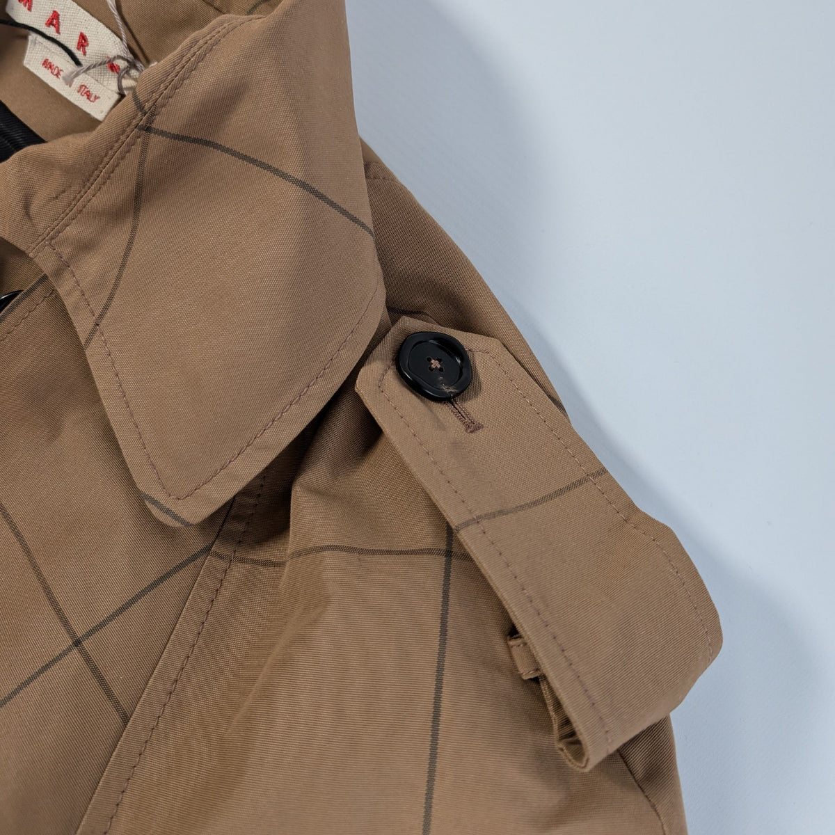 Marni Checkered Two-Tone Trench Coat, Size 38