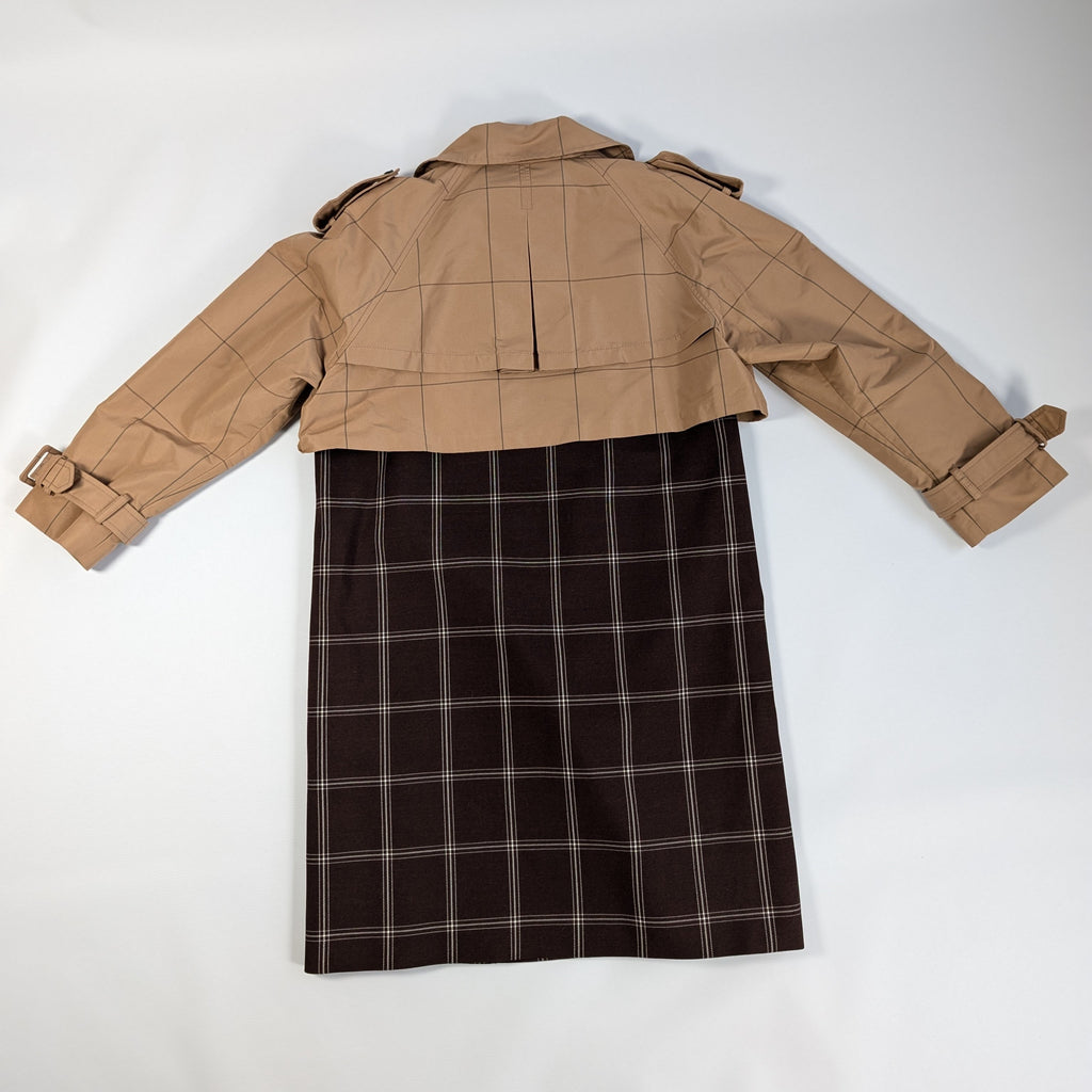 Marni Checkered Two-Tone Trench Coat, Size 38