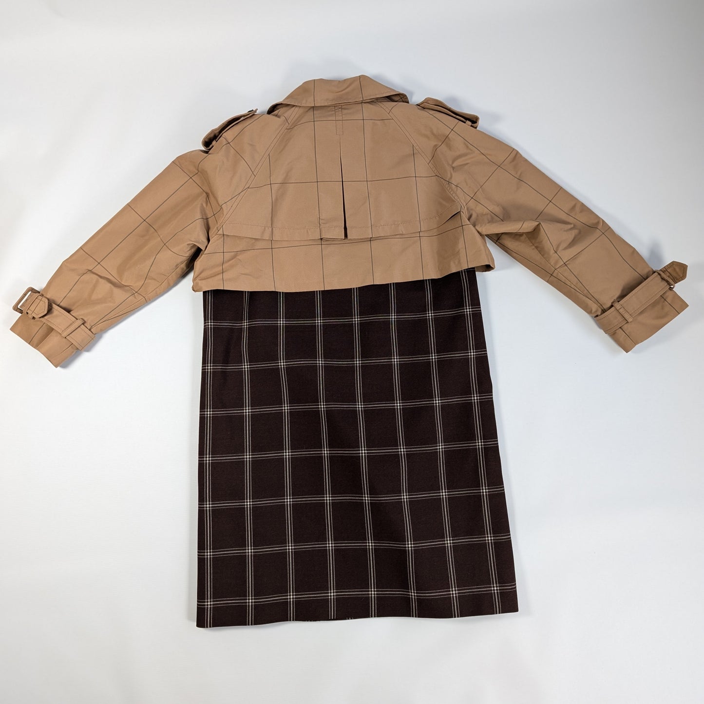 Marni Checkered Two-Tone Trench Coat, Size 38