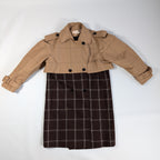 Marni Checkered Two-Tone Trench Coat, Size 38