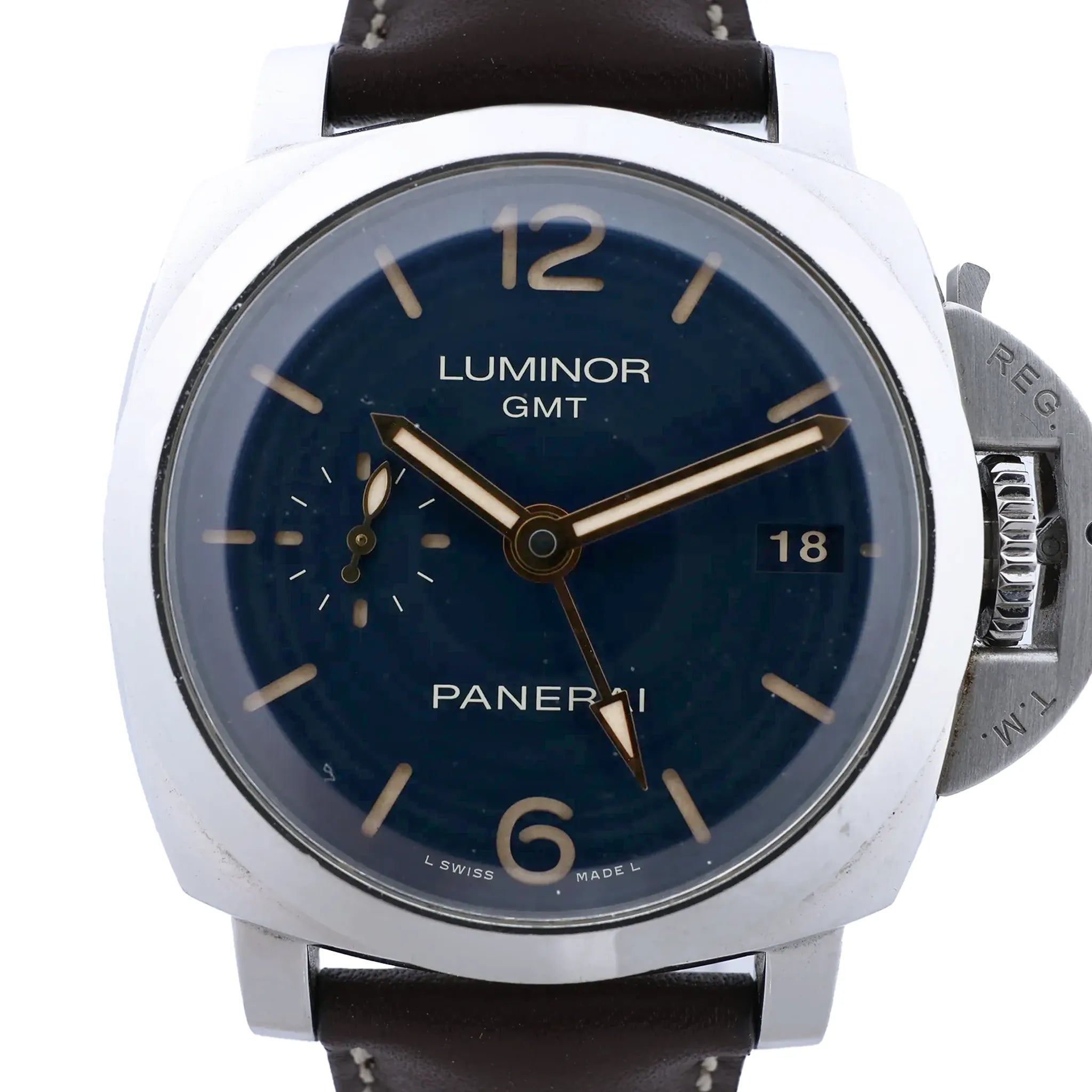 Panerai Luminor 1950 3 DAYS GMT Acciaio PAM00688 OP6950BB1815373 SS AT Watch with Blue Dial