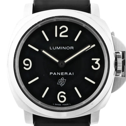 Panerai Luminor Base Logo PAM00000 SS x Rubber Stem-winder Watch with Black Dial