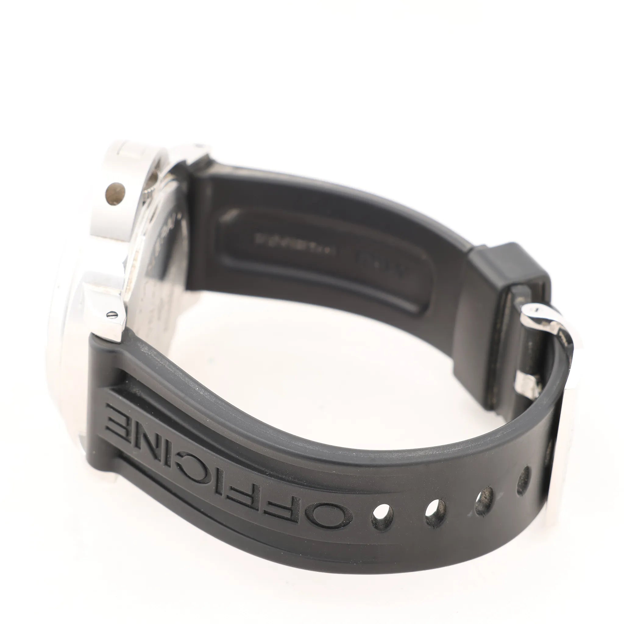 Panerai Luminor Base Logo PAM00000 SS x Rubber Stem-winder Watch with Black Dial