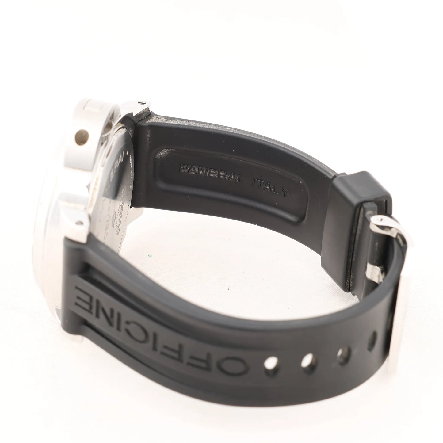 Panerai Luminor Base Logo PAM00000 SS x Rubber Stem-winder Watch with Black Dial