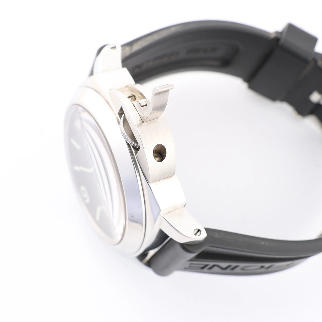 Panerai Luminor Base Logo PAM00000 SS x Rubber Stem-winder Watch with Black Dial