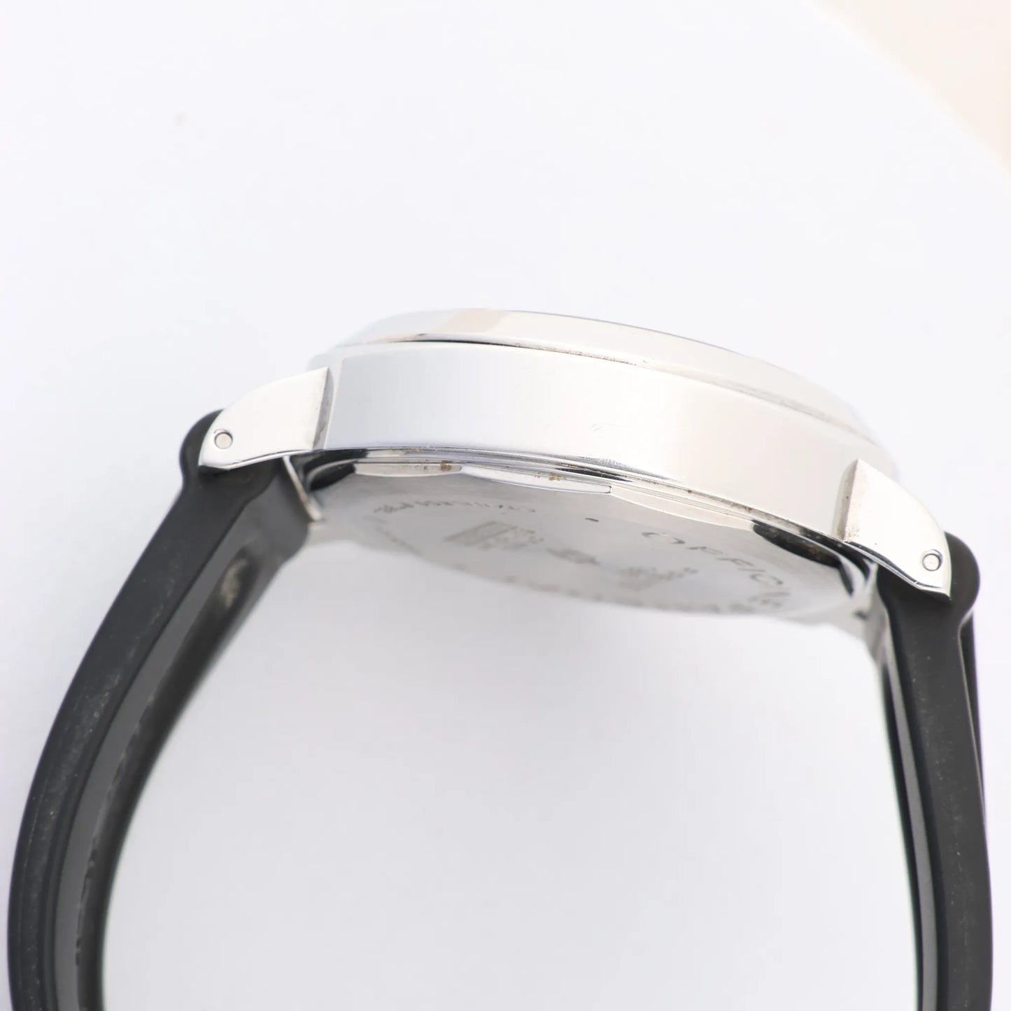 Panerai Luminor Base Logo PAM00000 SS x Rubber Stem-winder Watch with Black Dial