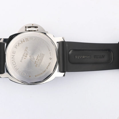 Panerai Luminor Base Logo PAM00000 SS x Rubber Stem-winder Watch with Black Dial