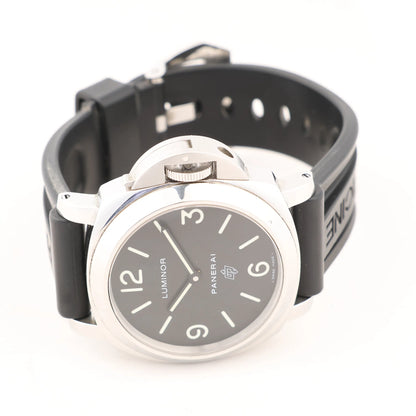 Panerai Luminor Base Logo PAM00000 SS x Rubber Stem-winder Watch with Black Dial