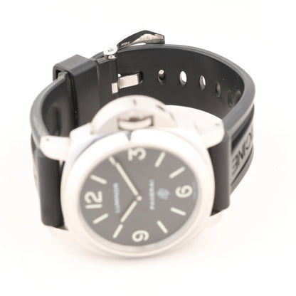 Panerai Luminor Base Logo PAM00000 SS x Rubber Stem-winder Watch with Black Dial