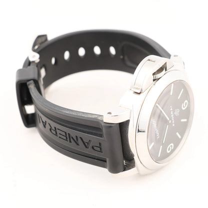 Panerai Luminor Base Logo PAM00000 SS x Rubber Stem-winder Watch with Black Dial