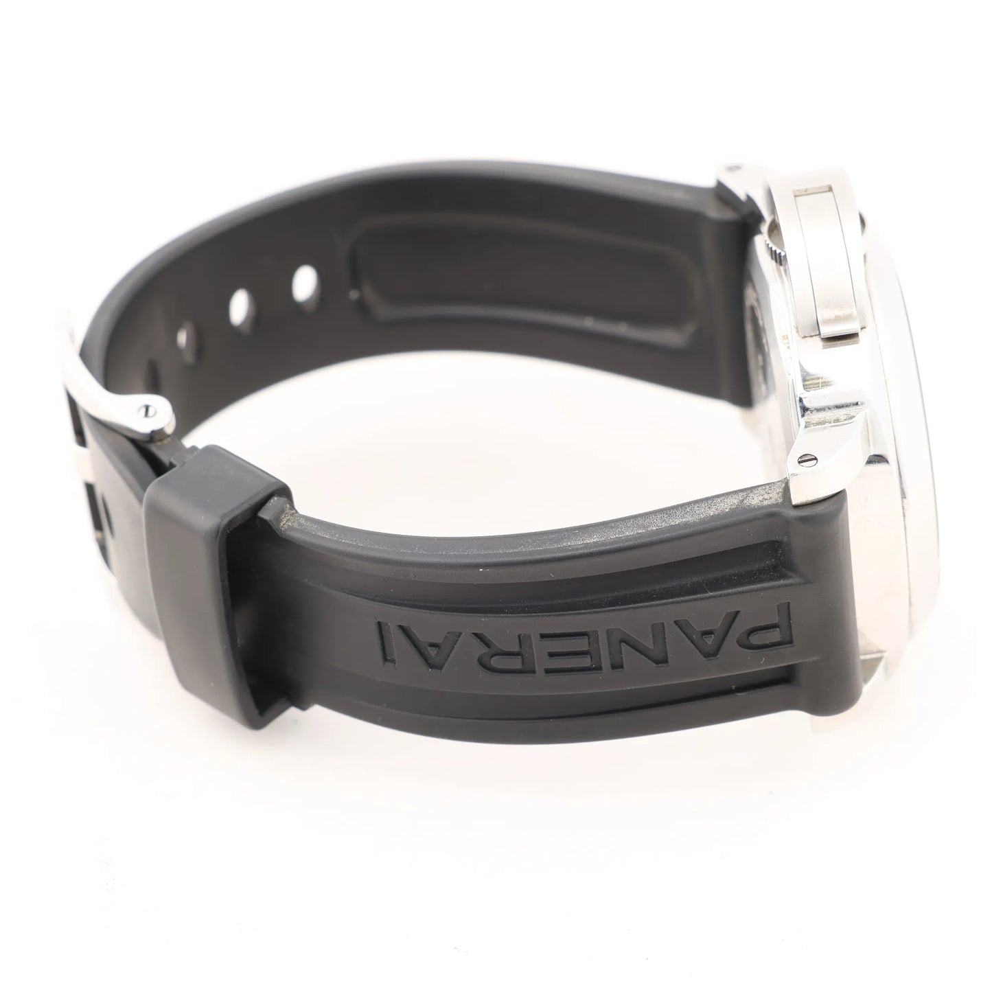 Panerai Luminor Base Logo PAM00000 SS x Rubber Stem-winder Watch with Black Dial