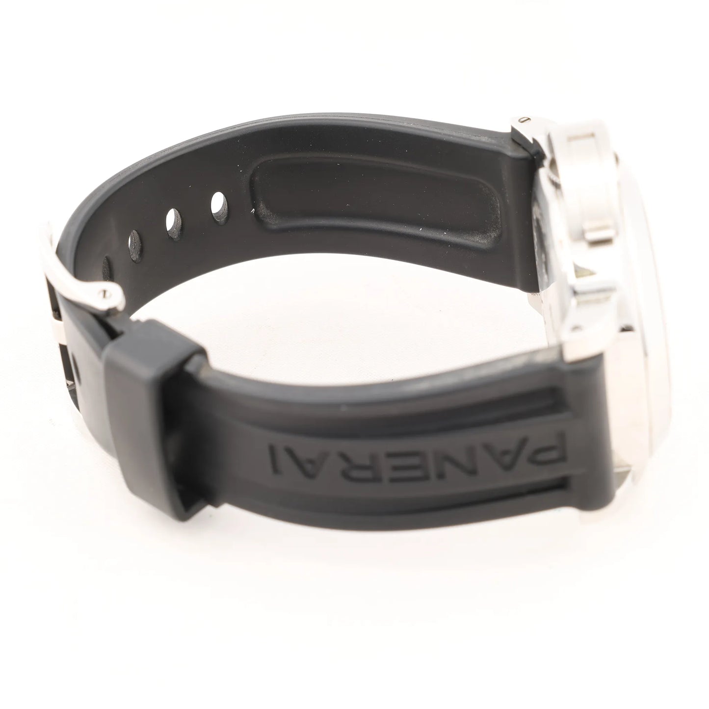 Panerai Luminor Base Logo PAM00000 SS x Rubber Stem-winder Watch with Black Dial