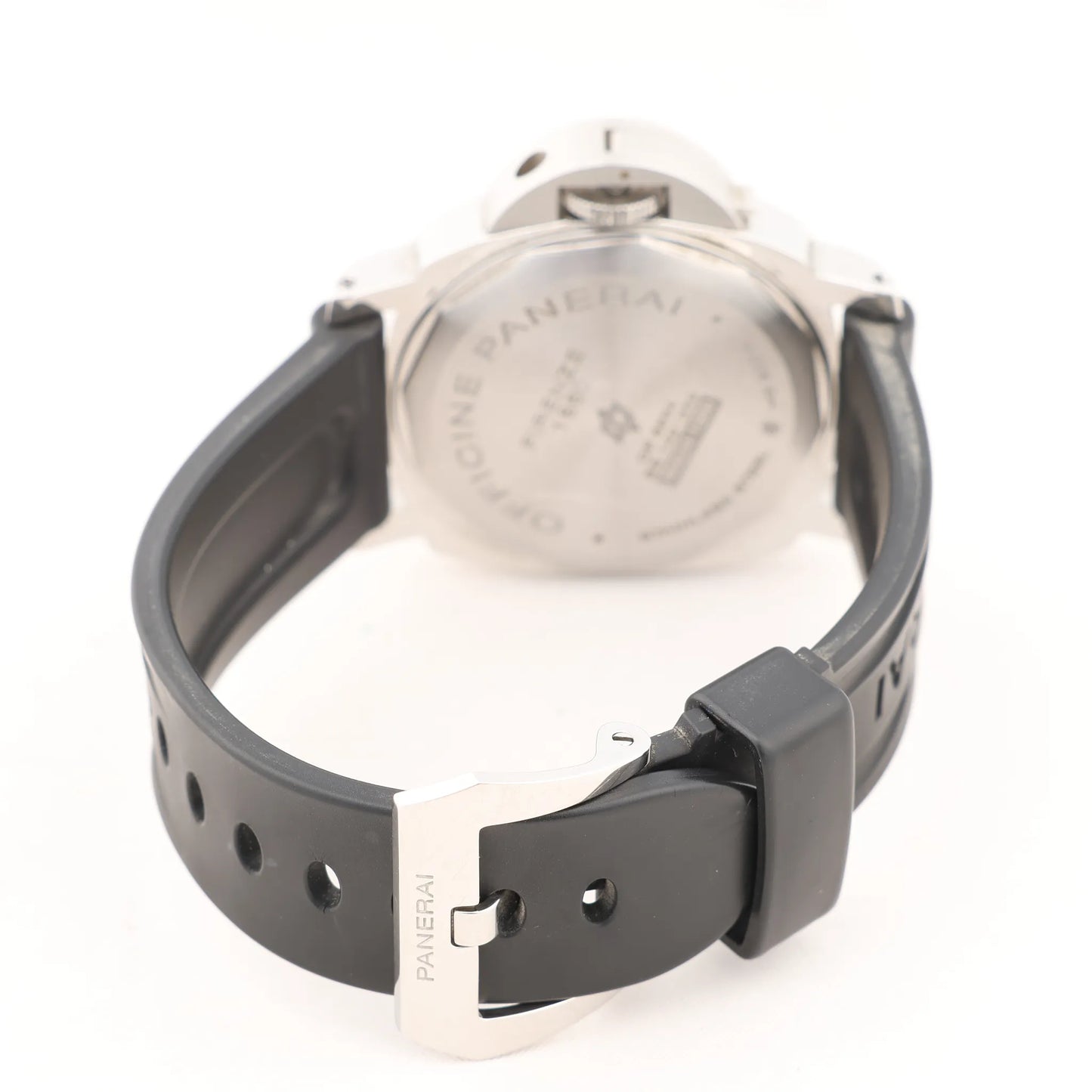 Panerai Luminor Base Logo PAM00000 SS x Rubber Stem-winder Watch with Black Dial