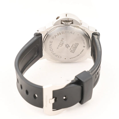 Panerai Luminor Base Logo PAM00000 SS x Rubber Stem-winder Watch with Black Dial