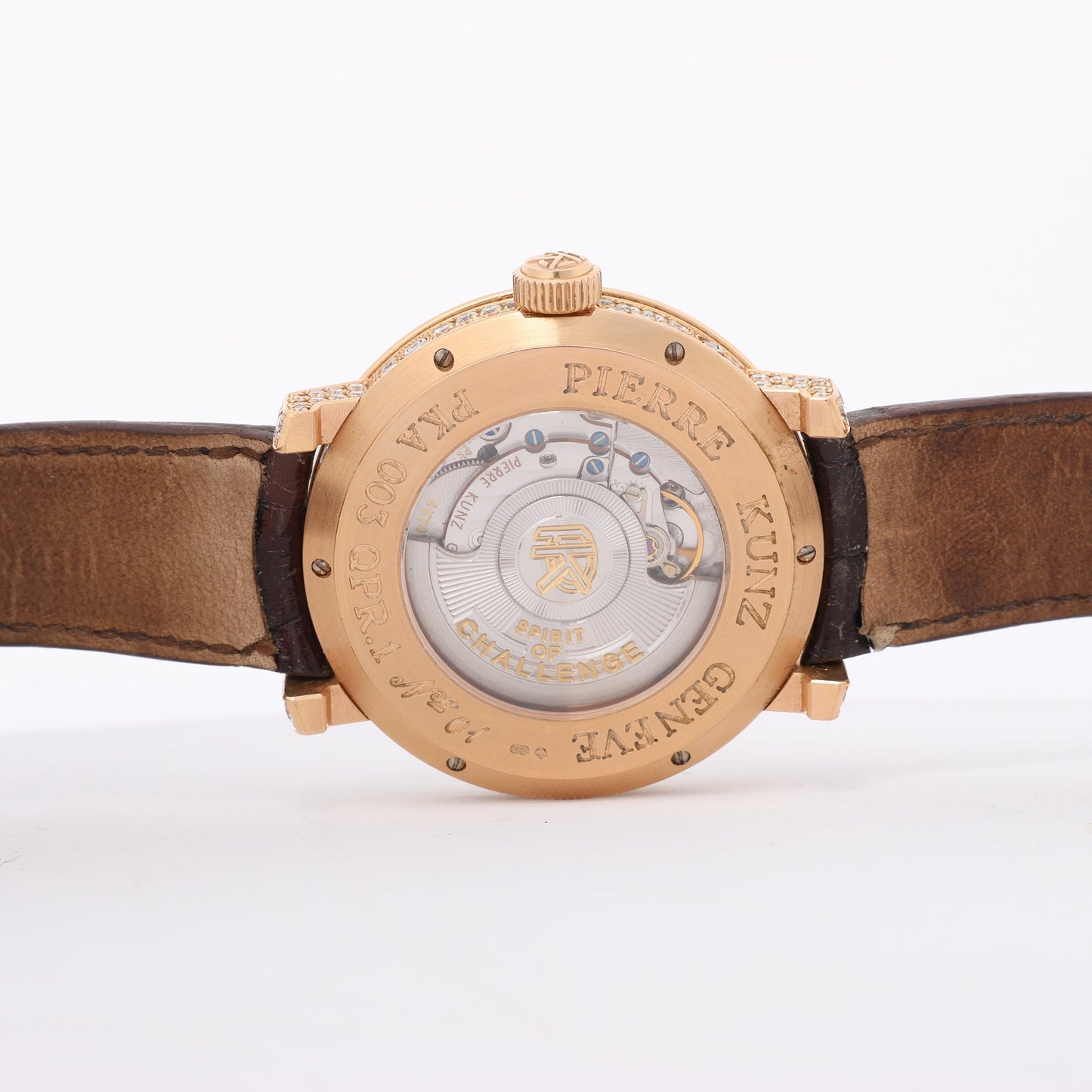 Pierre Kunz Pepretual Calendar PKA 003 QPR Leder x RG, Diamanten AT Silbernes Zifferblatt Uhr