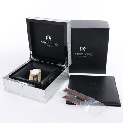 Pierre Kunz Pepretual Calendar PKA 003 QPR Leder x RG, Diamanten AT Silbernes Zifferblatt Uhr