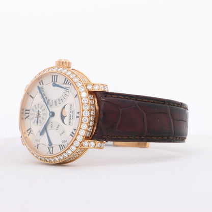 Pierre Kunz Pepretual Calendar PKA 003 QPR Leather x RG, Diamonds AT Silver-Face Watch