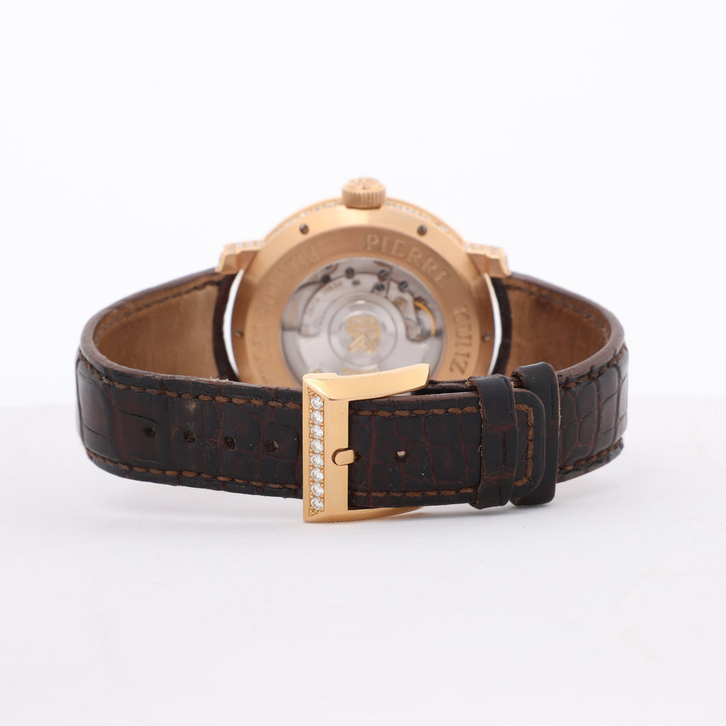Pierre Kunz Pepretual Calendar PKA 003 QPR Leather x RG, Diamonds AT Silver-Face Watch