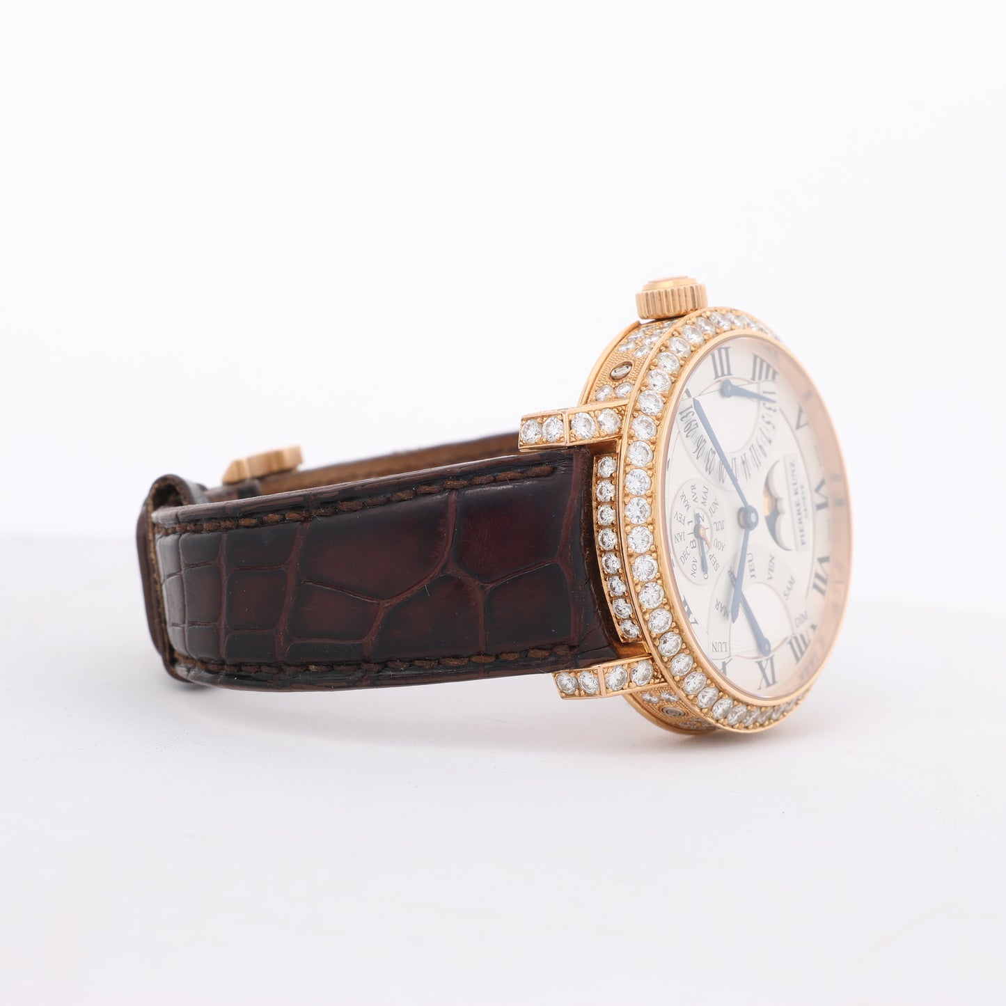 Pierre Kunz Pepretual Calendar PKA 003 QPR Leather x RG, Diamonds AT Silver-Face Watch