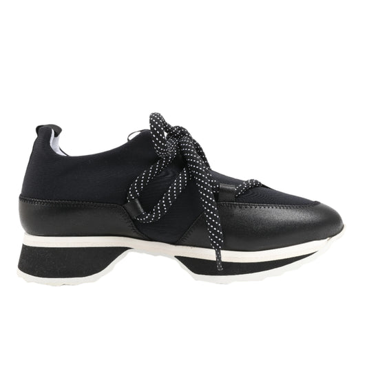 Pierre Hardy Leder x Stoff Sneakers in Schwarz x Marineblau, Größe 37 EU