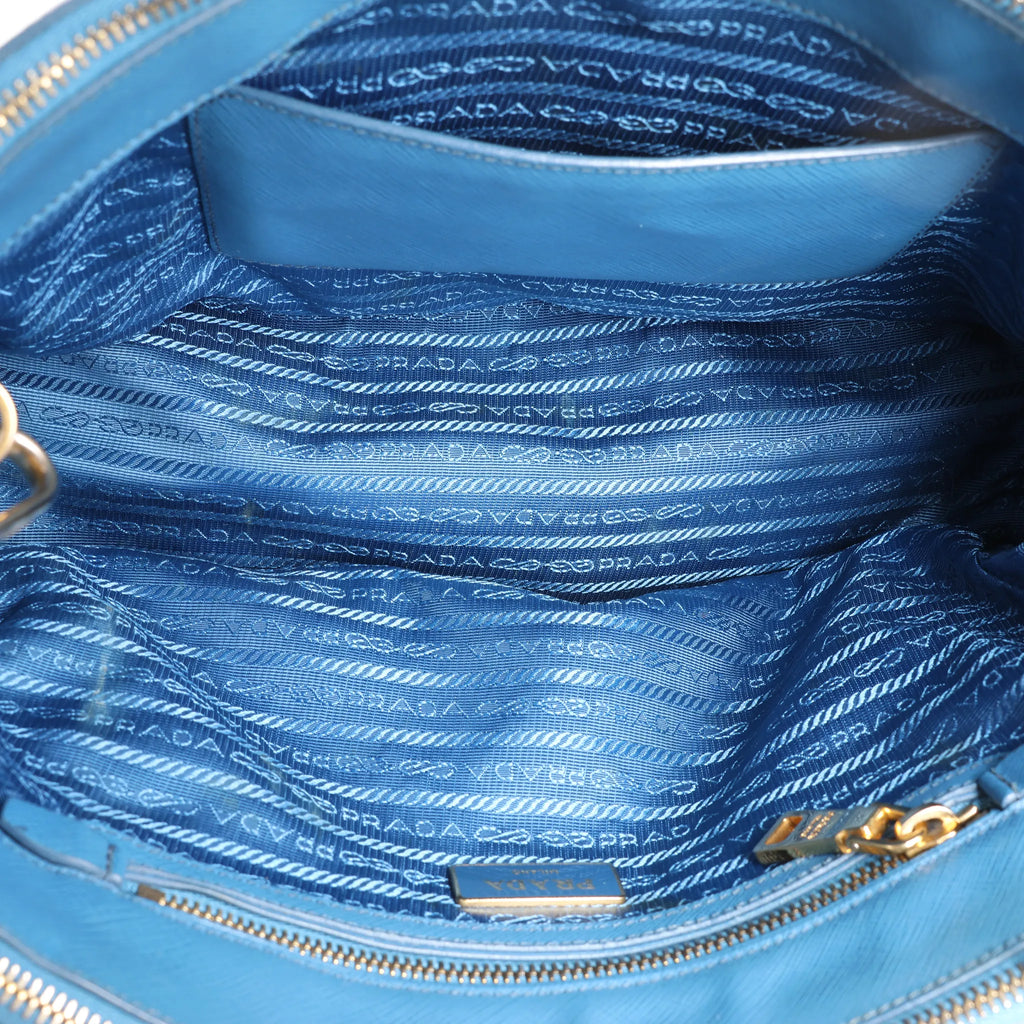Prada Galleria Saffiano Lux Leather 2Way Handbag in Blue