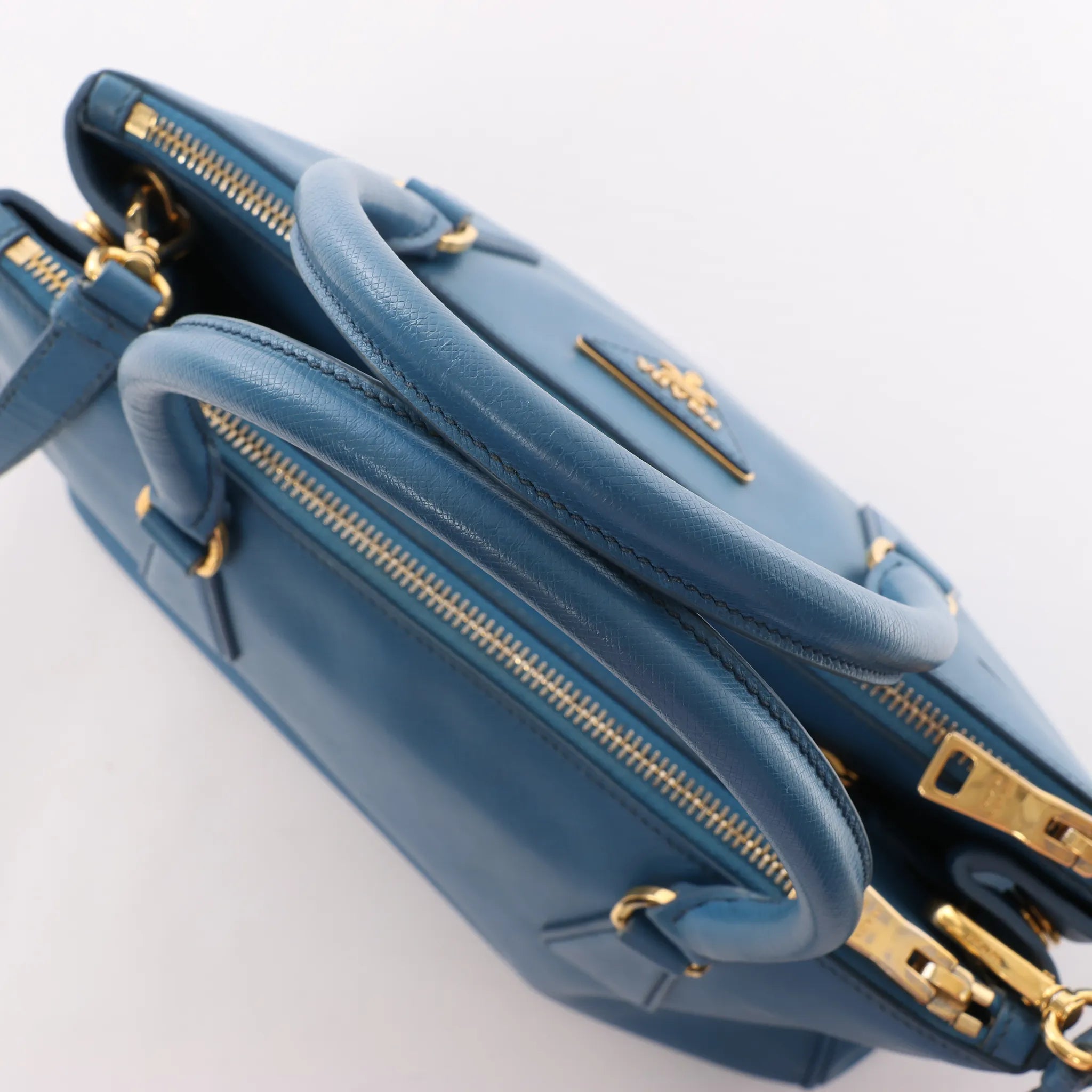 Prada Galleria Saffiano Lux Leather 2Way Handbag in Blue
