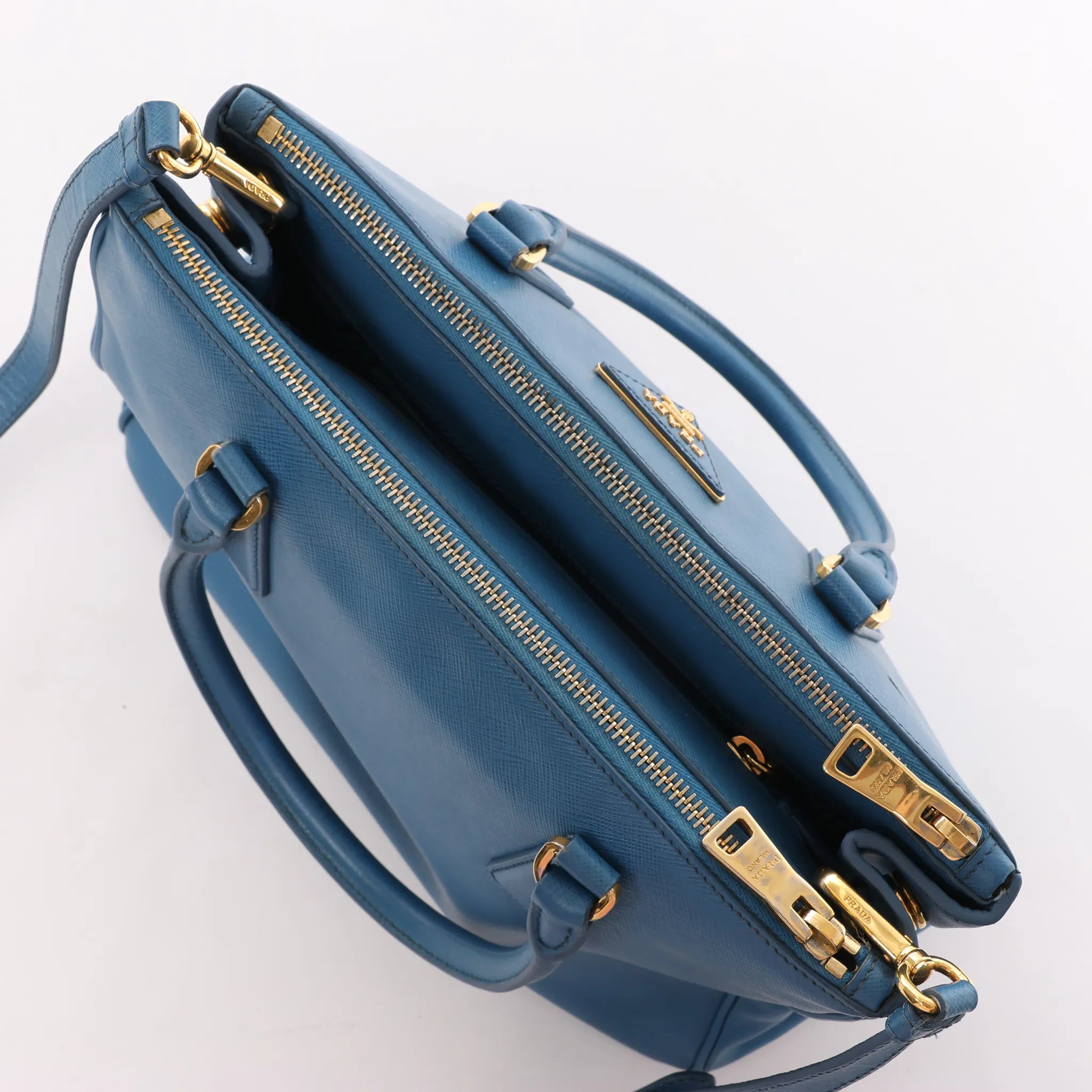 Prada Galleria Saffiano Lux Leather 2Way Handbag in Blue