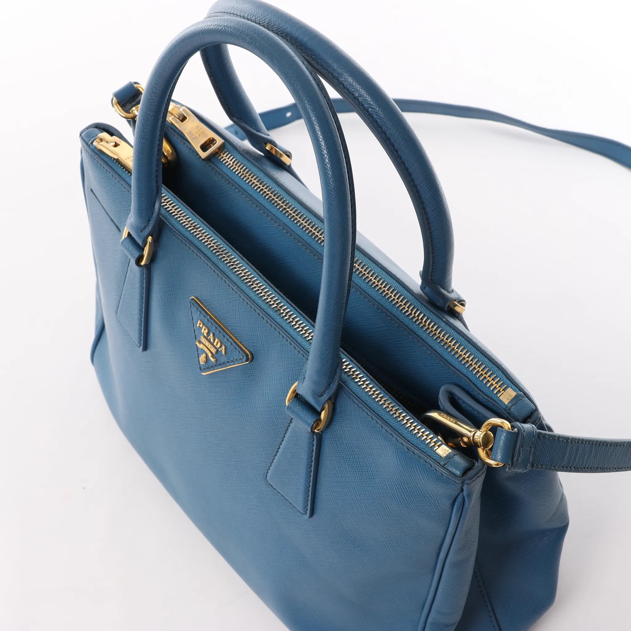 Prada Galleria Saffiano Lux Leather 2Way Handbag in Blue