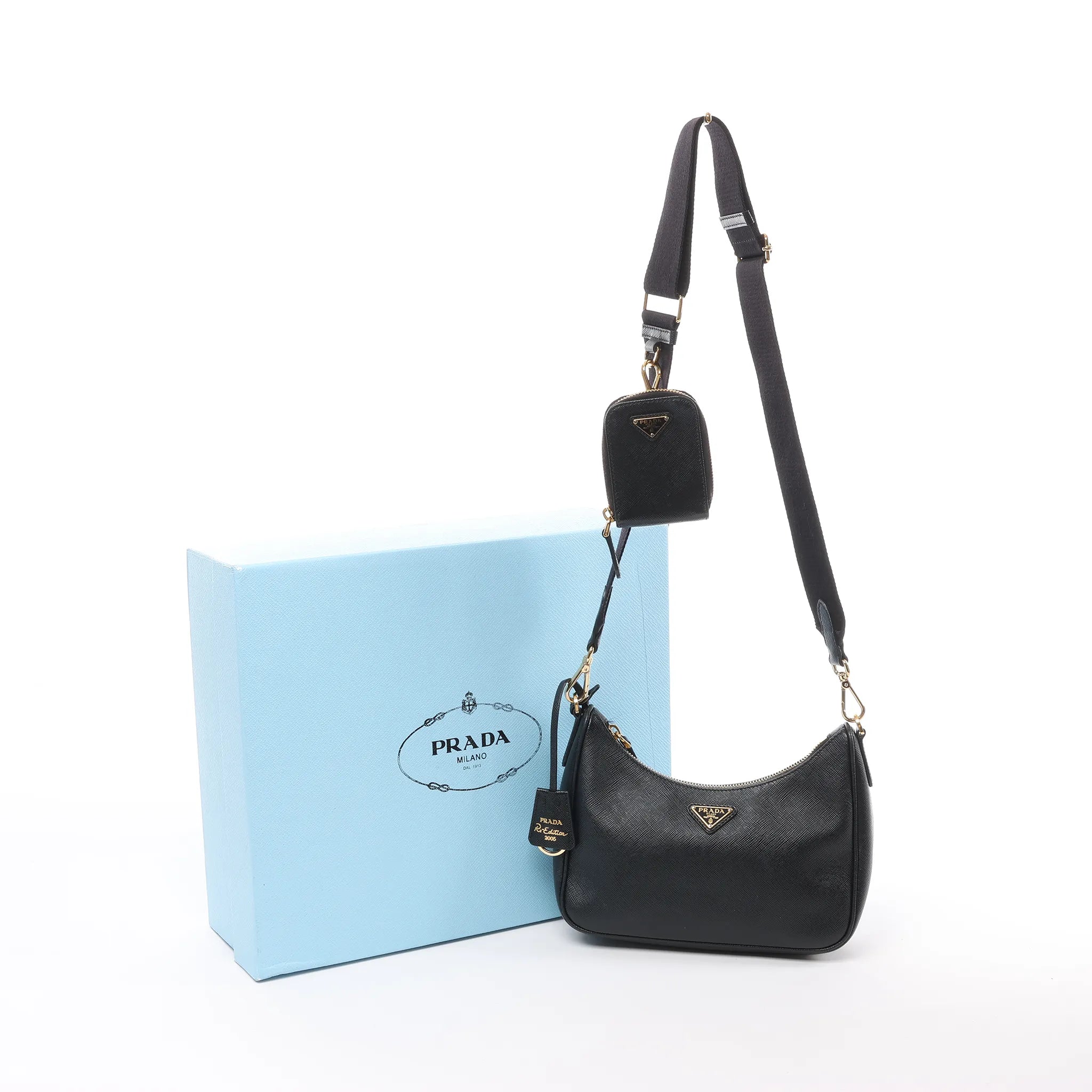 Prada Re-Edition 2005 Leather Crossbody Bag in Black