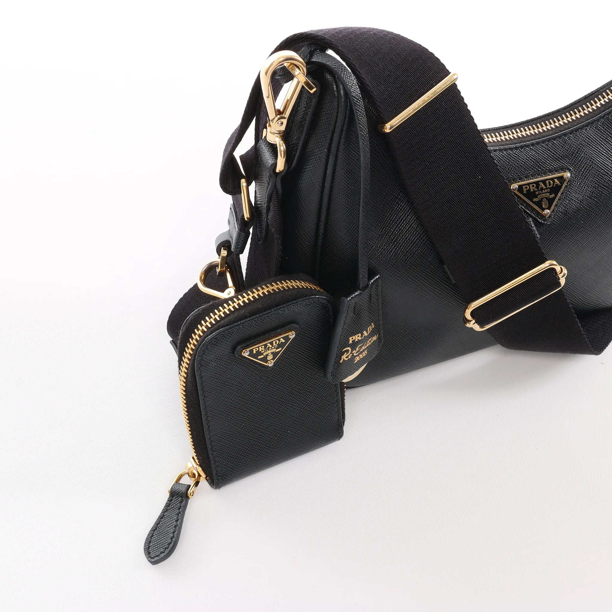 Prada Re-Edition 2005 Leather Crossbody Bag in Black