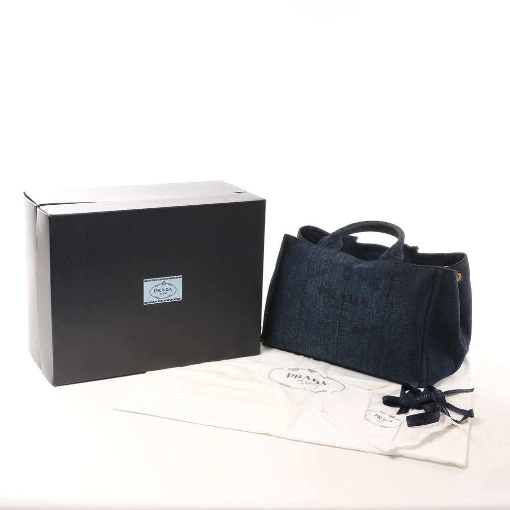 Prada Canapa Denim 2Way Handbag in Blue B2642B