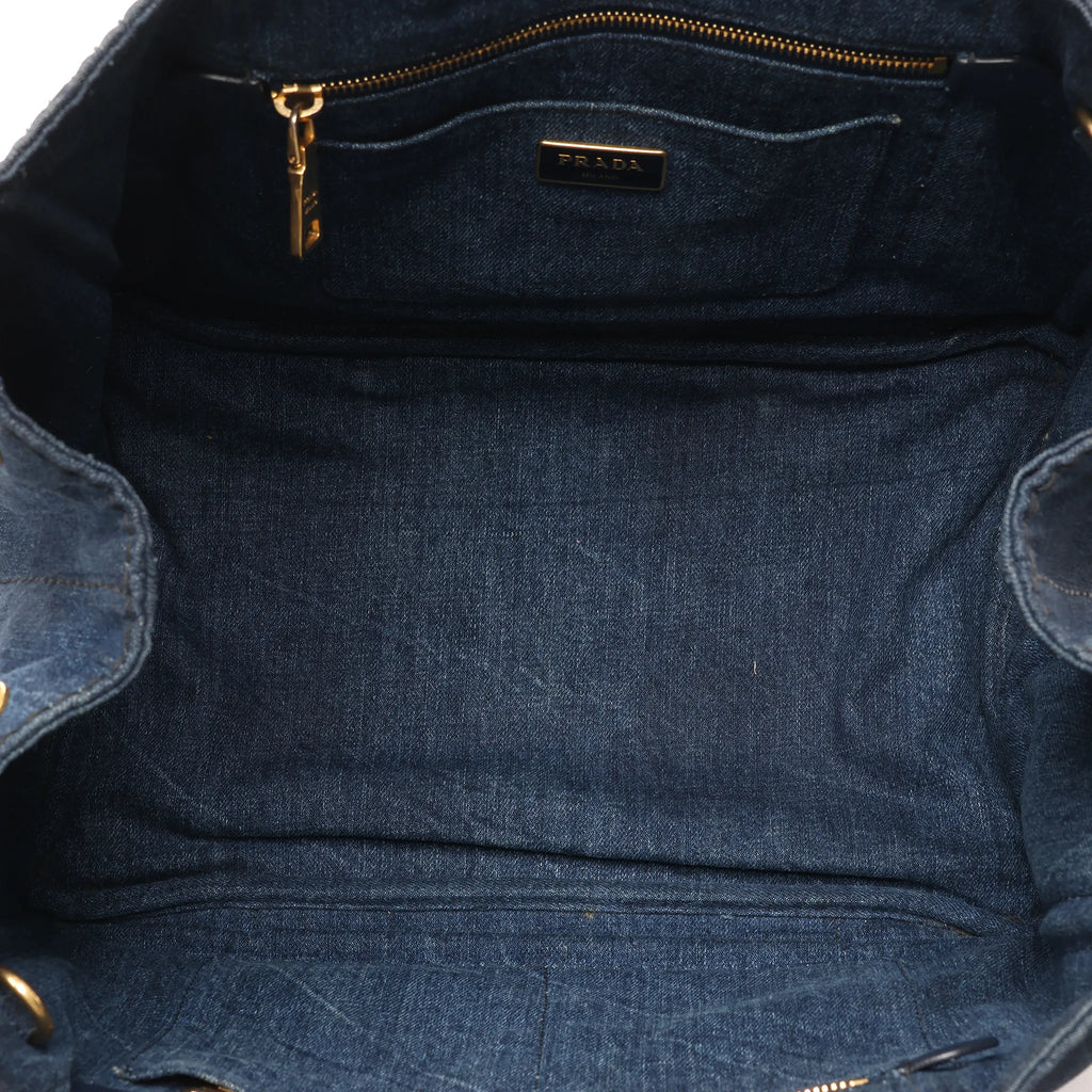 Prada Canapa Denim 2Way Handbag in Blue B2642B