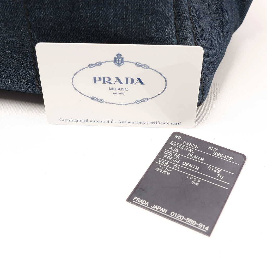 Prada Canapa Denim 2Way Handbag in Blue B2642B