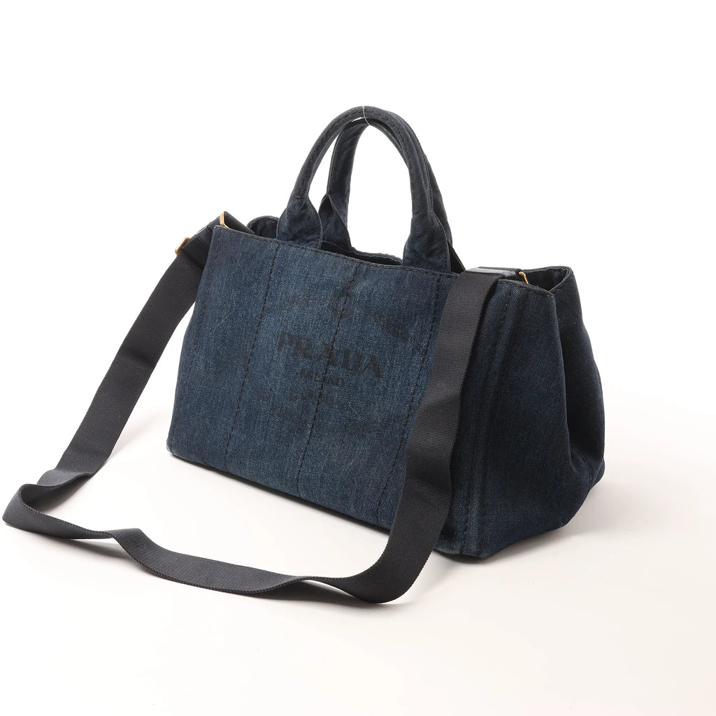 Prada Canapa Denim 2Way Handbag in Blue B2642B