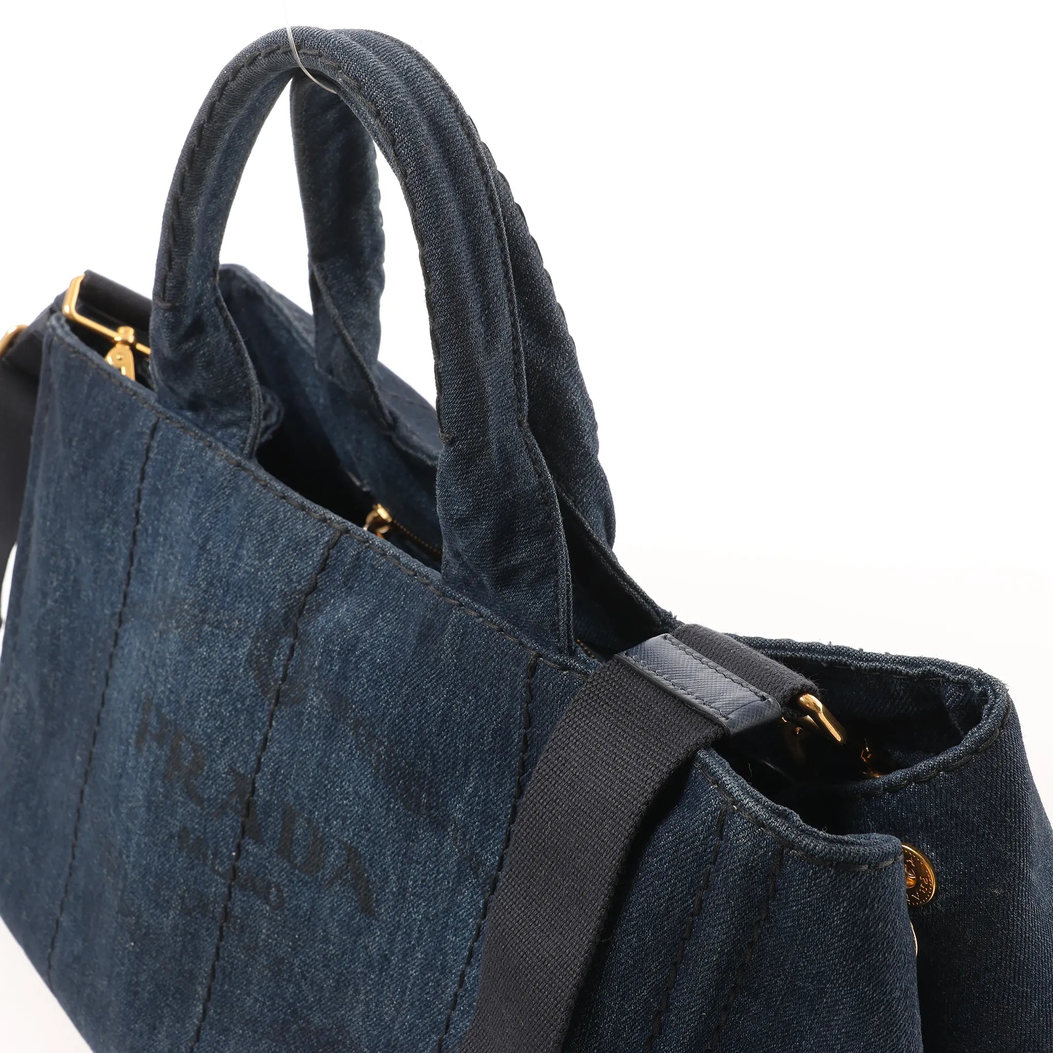 Prada Canapa Denim 2Way Handbag in Blue B2642B