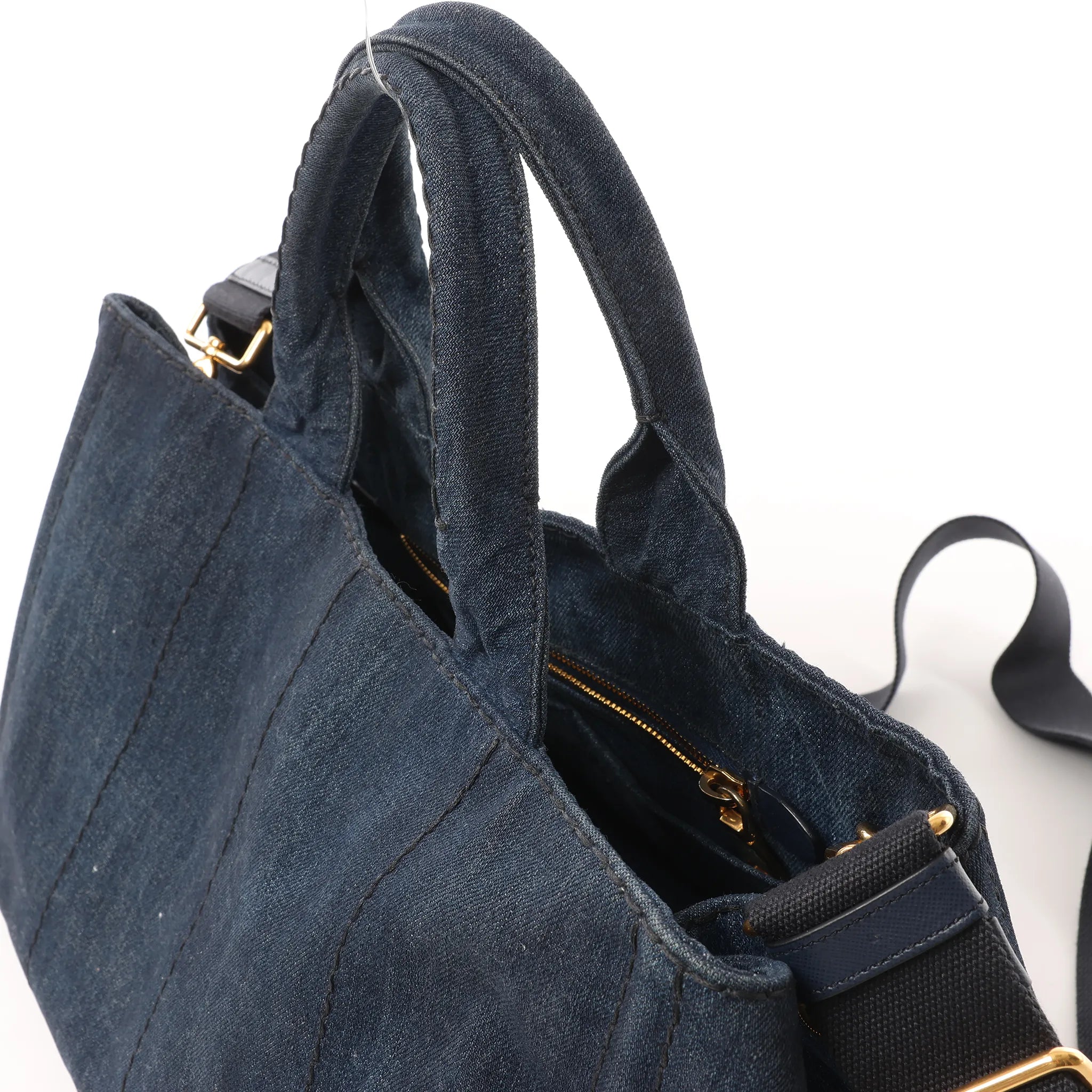Prada Canapa Denim 2Way Handbag in Blue B2642B