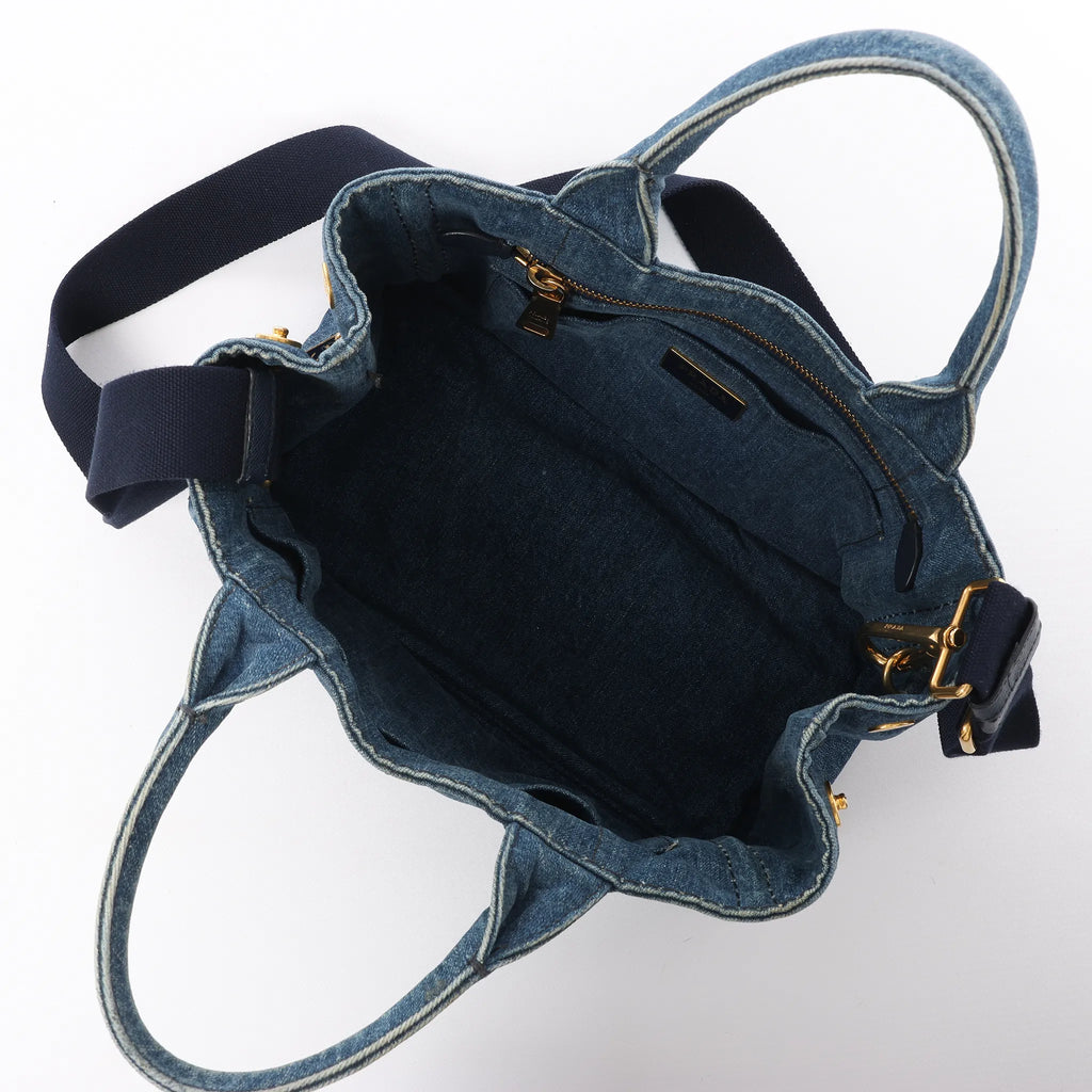 Prada Canapa Denim 2Way Handbag in Blue