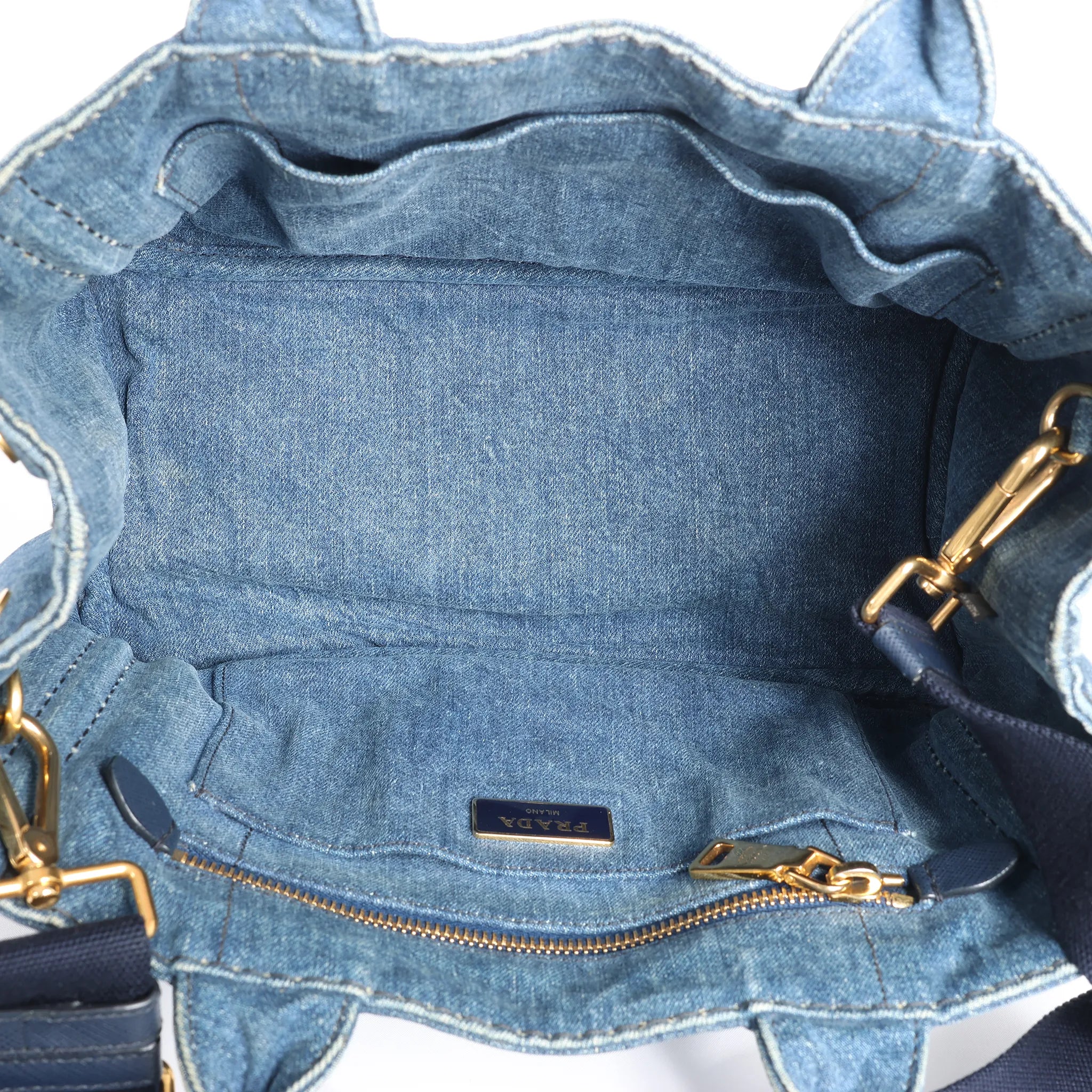 Prada Canapa Denim 2Way Handbag in Blue
