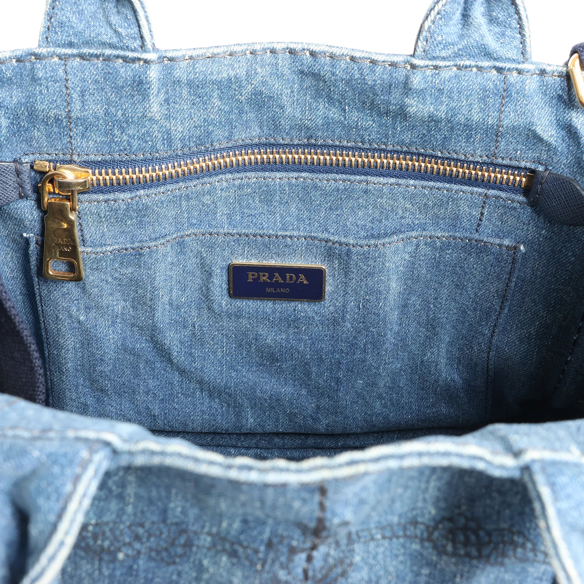 Prada Canapa Denim 2Way Handbag in Blue