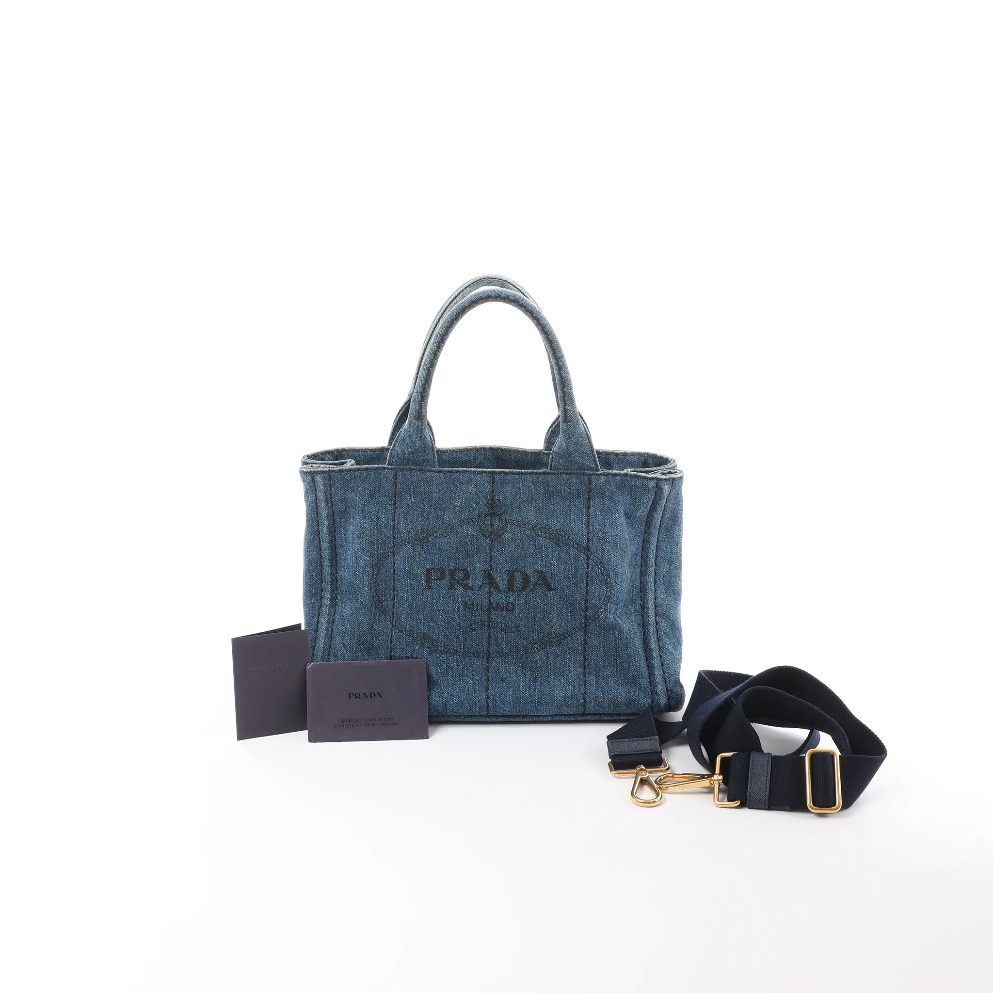 Prada Canapa Denim 2Way Handbag in Blue