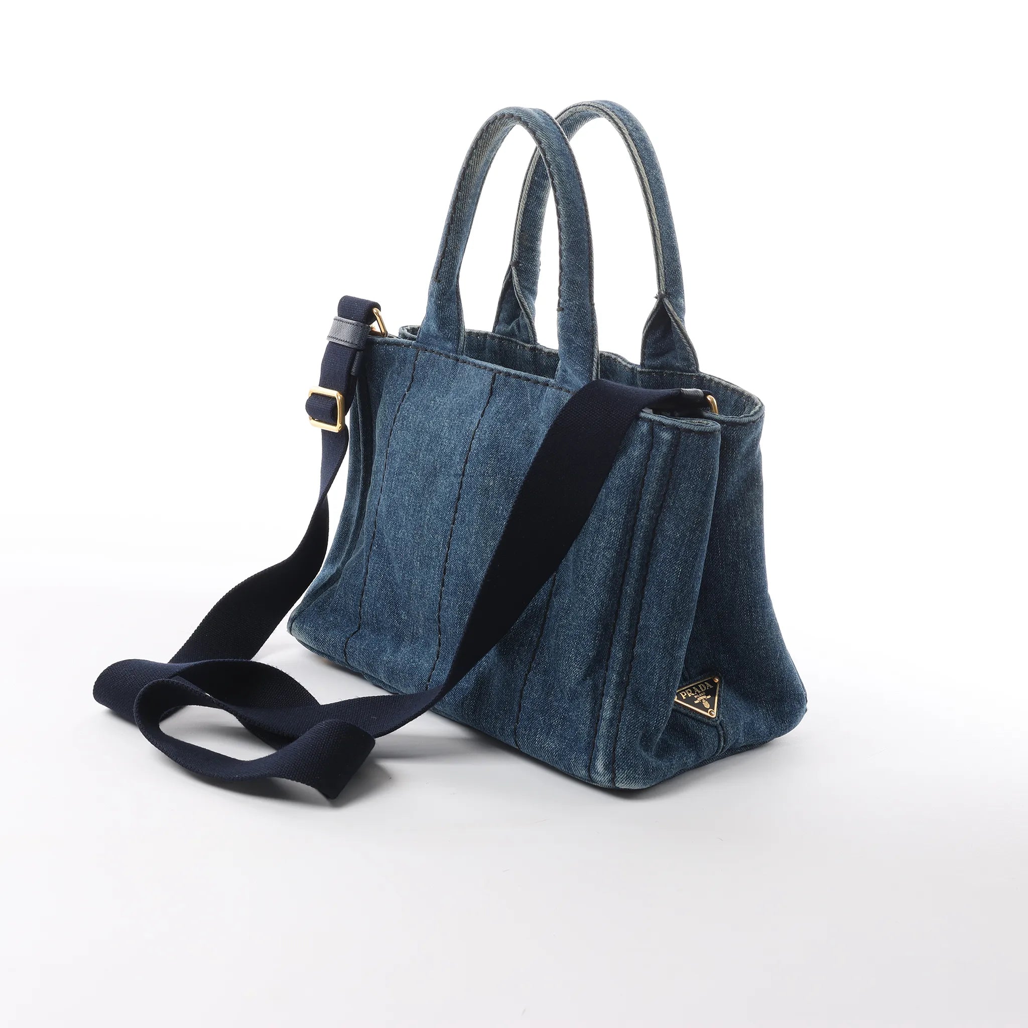 Prada Canapa Denim 2Way Handbag in Blue